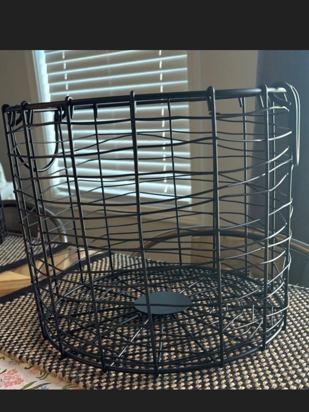 Hearth & Hand Magnolia Large Round Wire Storage Basket with Handles Black